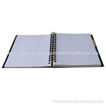 Notebook with Spiral Binding, Plastic PP Cover, Various Sizes and Designs Available